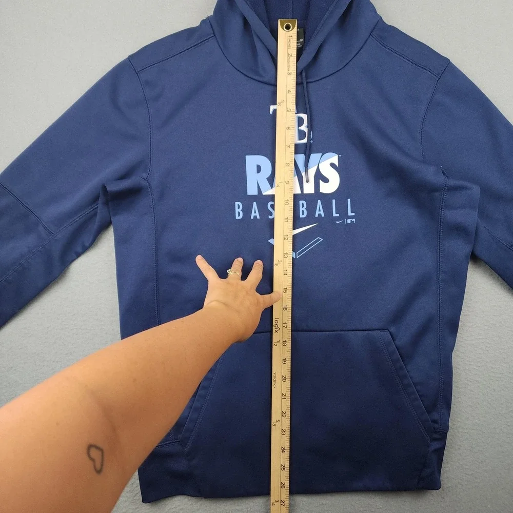 Tampa Bay Rays Hoodie Mens Small Blue MLB Baseball Nike Dri Fit Pullover